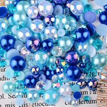 30g 混合人造珍珠和水钻，适用于鞋子、指甲、面部艺术的滚轮，3-10mm 平底水钻和平底人造珍珠 DIY 指甲饰品 指甲宝石 指甲用品