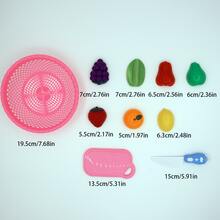 1套10入組模擬水果切割玩套裝帶籃子適用於兒童假裝廚房玩具 - 彩色 - 查看 5