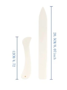 2Pcs Folder Paper Crease Tool Plastic Folding Crease Scrapbook DIY Hand Binding Card Tool Leather Edger - White - View 4