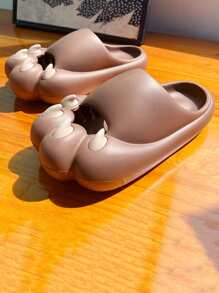 Men's Thick-Sole Beach Slippers, Summer New Odor-Resistant Cartoon Bear Claw Design Sandals - Brown - View 3