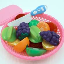 1套10入組模擬水果切割玩套裝帶籃子適用於兒童假裝廚房玩具 - 彩色 - 查看 2