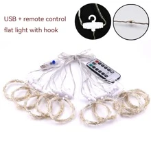 3 x 3M LED Curtain String Light With Hook, Remote Control Decorative String Light - Yellow - View 2