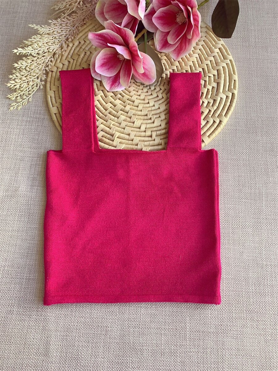 Women Knit Tops - Màu Hồng Tươi - Xem 1