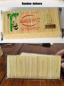 1 Pack Of Disposable Double-Headed Bamboo Toothpicks, Ideal For Home, Hotel, Restaurant Use, 1pc (Packaging Random) - Beige - View 4