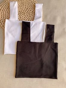 Women Knit Tops - 黑與白 - 查看 2