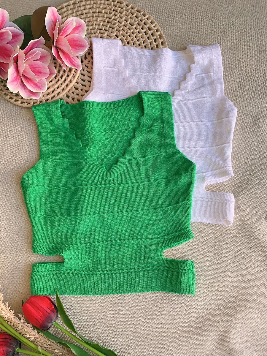 Women Knit Tops - màu xanh lá - Xem 1