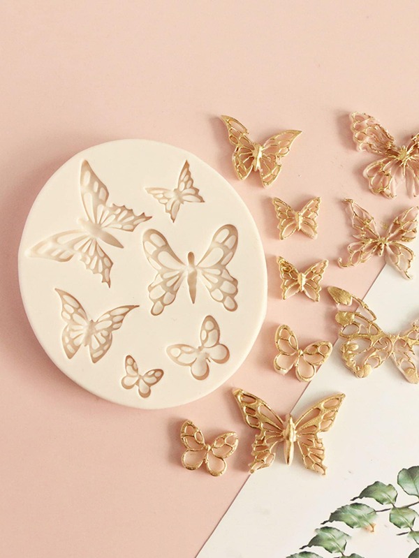 1 pieza reutilizable de silicona Molde de hornear , creativo unicolor con diseño de mariposa Molde de caramelo para cocina