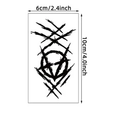 30Pcs Temporary Tattoo Sticker, Black Grimace Bat Multiple Design Combined Fake Tattoo Sticker - Black and White - View 5