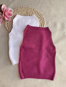 Women Knit Tops - Màu Hoa hồng đỏ - Xem 2