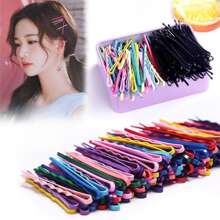 100 pezzi Fermagli per capelli arcobaleno e 100 pezzi Set di fermagli per capelli a forma di coniglio con scatola, mollette colorate a forma di U ondulata e mollette nere per acconciature da donna e ragazza, fermagli in acciaio e mini fermagli per feste, uso quotidiano, pinze per capelli, barrette per capelli, accessori per la scuola