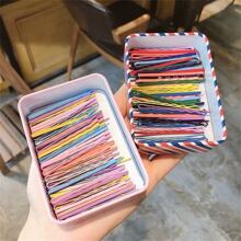 100 pezzi Fermagli per capelli arcobaleno e 100 pezzi Set di fermagli per capelli a forma di coniglio con scatola, mollette colorate a forma di U ondulata e mollette nere per acconciature da donna e ragazza, fermagli in acciaio e mini fermagli per feste, uso quotidiano, pinze per capelli, barrette per capelli, accessori per la scuola