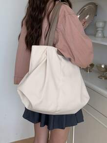 casual todo-coincidencia Bolso de hombro nuevo gran capacidad Bolsa de lona Bolso tote femenino colega estudiantes clase desplazamiento Bolso - Beis - Ver 1