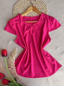 Women Blouses - 玫紅色 - 查看 1