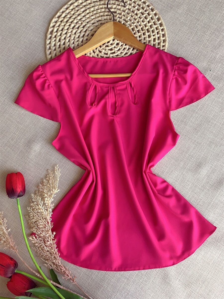 Women Blouses - 玫紅色 - 查看 1