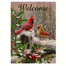 Home Decoration Garden Flag, Double Sided Welcome Winter Flag - Apricot - View 1