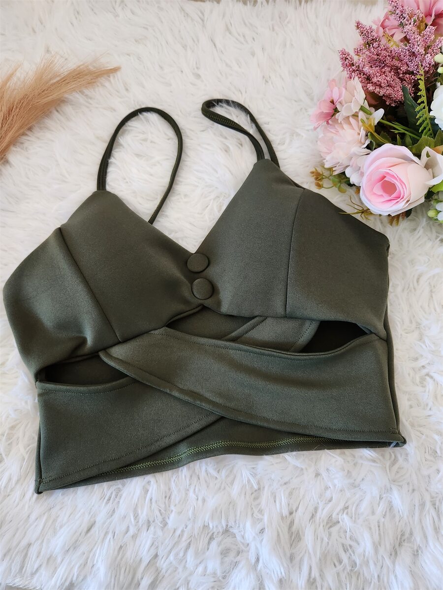 Women Tank Tops & Camis - xanh quân đội - Xem 1