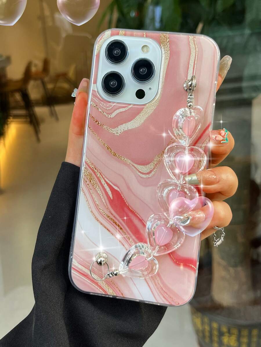 Funda para móvil con patrón de mármol con con tira de mano - Multicolor - Ver 1
