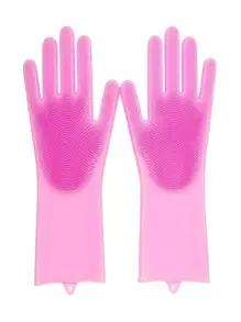 耐用乳胶硅胶清洁手套多功能神奇汽车餐具、厨房、浴室、家居、家居用品供应商 - 粉色 - 查看 1
