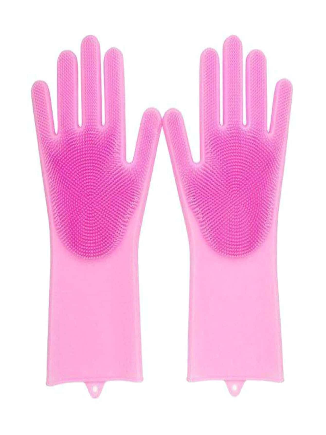 耐用乳胶硅胶清洁手套多功能神奇汽车餐具、厨房、浴室、家居、家居用品供应商 - 粉色 - 查看 1