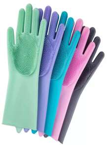 耐用乳胶硅胶清洁手套多功能神奇汽车餐具、厨房、浴室、家居、家居用品供应商 - 粉色 - 查看 2