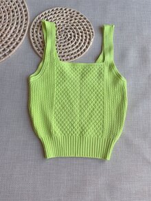 Women Knit Tops - 青檸色 - 查看 2