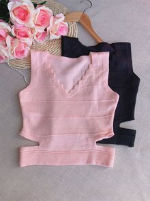 Women Knit Tops - 珊瑚粉 - 查看 1