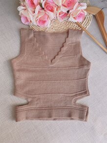 Women Knit Tops - Màu Khaki - Xem 2