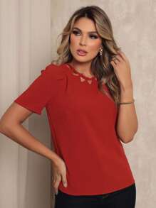 Women Blouses - Màu Cam cháy - Xem 2