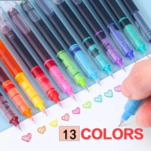 13colors Straight Liquid Gel Pens, For Students Study Notebook Crafts, Random Colors - Multicolor - View 2