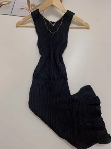 Women Sweater Dresses - màu đen - Xem 1