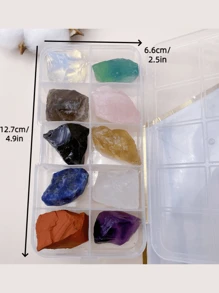 10 件/套天然水晶原石原石套装疗愈能量宝石原石和矿物脉轮疗愈石带盒最佳礼物 - 彩色 - 查看 7