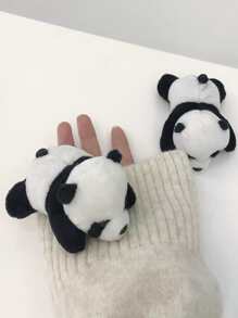 1pc Cute Plush Panda Doll Brooch For Bag Accessory - Black and White - View 4