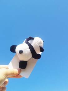 1pc Cute Plush Panda Doll Brooch For Bag Accessory - Black and White - View 10