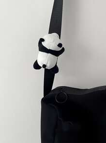 1pc Cute Plush Panda Doll Brooch For Bag Accessory - Black and White - View 1