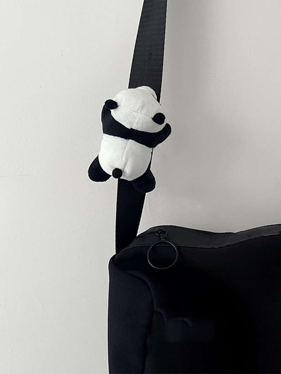 1pc Cute Plush Panda Doll Brooch For Bag Accessory - Black and White - View 1