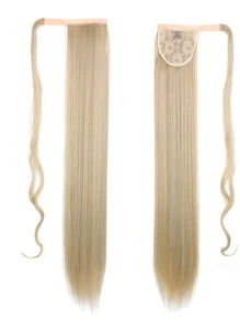 假发女马尾辫钩环式高马尾自然直发马尾辫 - 金色 - 查看 6