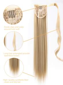 假发女马尾辫钩环式高马尾自然直发马尾辫 - 金色 - 查看 5