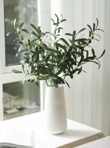 1 件/5 件人造绿植，热带绿橄榄果枝，假橄榄叶，人造绿叶茎，适用于家居装饰、婚礼花束、拱门装饰、桌面摆饰、花瓶填充物、派对装饰、园艺、桌面装饰、桌面摆饰、人造花、塑料花、情人节、礼物