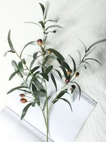 1 件/5 件人造绿植，热带绿橄榄果枝，假橄榄叶，人造绿叶茎，适用于家居装饰、婚礼花束、拱门装饰、桌面摆饰、花瓶填充物、派对装饰、园艺、桌面装饰、桌面摆饰、人造花、塑料花、情人节、礼物