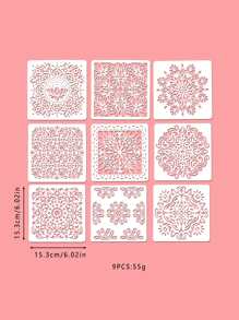 9入組曼陀羅鏤空繪畫模板 - 白色 - 查看 4