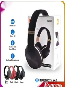 Headphone Headset 951bt Fm Radio Mp3 Wireless Headphone Sd - Black - View 7