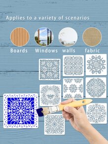 9入組曼陀羅鏤空繪畫模板 - 白色 - 查看 3