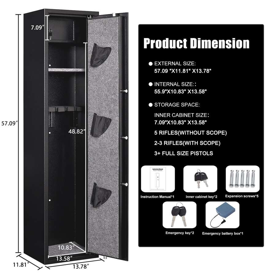 Kavey Digital Gun Safe Quick Access Gun Safe for Rifles and Shotguns 35 Gun