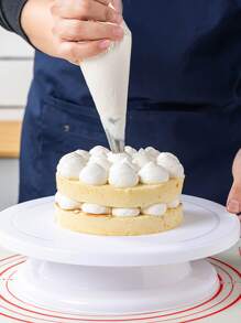 1 chiếc bàn xoay bánh màu trắng 11 inch, xoay êm, giá đỡ bánh, bộ dụng cụ trang trí bánh, giá trưng bày, phụ kiện làm bánh, thích hợp cho bánh quy, bánh cupcake. - trắng - Xem 2