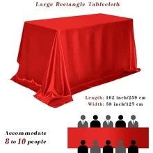 1 Máy Tính Satin Giả Lụa Khăn Trải Bàn Hình Chữ Nhật Sáng Bóng Bàn Chạy Cho Tiệc Cưới Sự Kiện Giáng Sinh, Đỏ - Đỏ - Xem 3