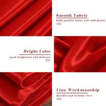 1 Máy Tính Satin Giả Lụa Khăn Trải Bàn Hình Chữ Nhật Sáng Bóng Bàn Chạy Cho Tiệc Cưới Sự Kiện Giáng Sinh, Đỏ - Đỏ - Xem 4