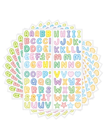 180/360 pegatinas de letras en inglés de dibujos animados de colores, útiles escolares, de vuelta a la escuela
