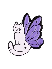 歐美時尚萬聖節系列黑風合金胸針卡通可愛巫師閱讀貓烘焙油漆胸針徽章 - 杏色 - 查看 7