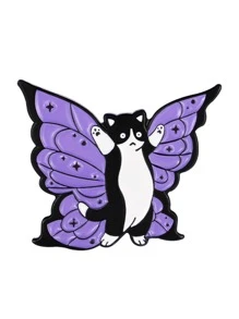 歐美時尚萬聖節系列黑風合金胸針卡通可愛巫師閱讀貓烘焙油漆胸針徽章 - 杏色 - 查看 8