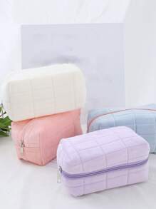 1pc Creative Decompression Pillow Shaped Pencil Case With Large Capacity - White - View 1